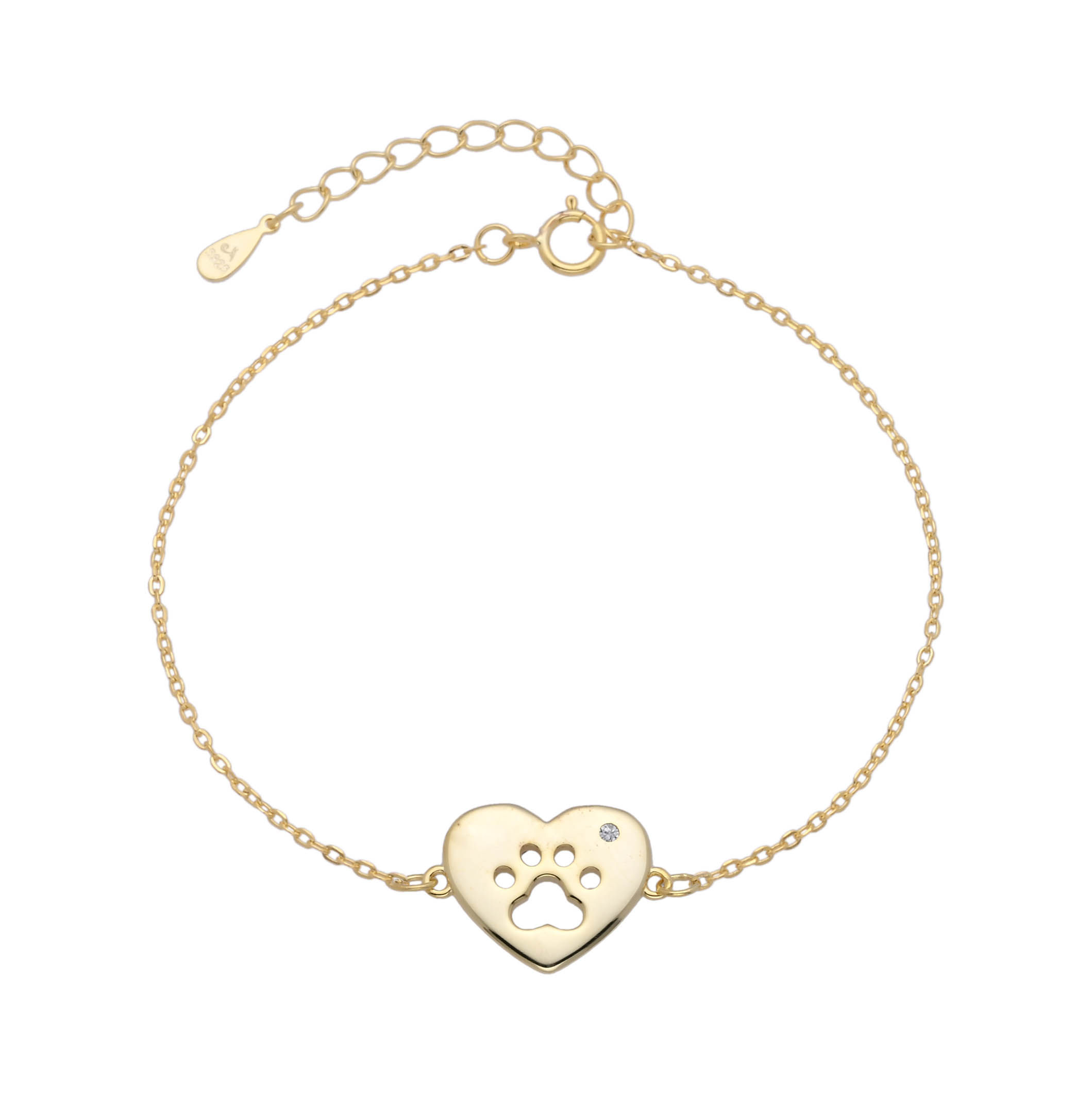 plsera huella animal detalle cristal plata 925 enchapado oro dorado