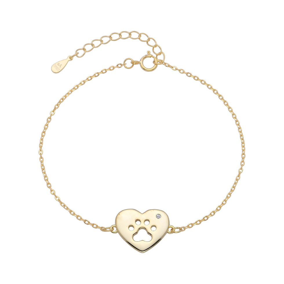 plsera huella animal detalle cristal plata 925 enchapado oro dorado
