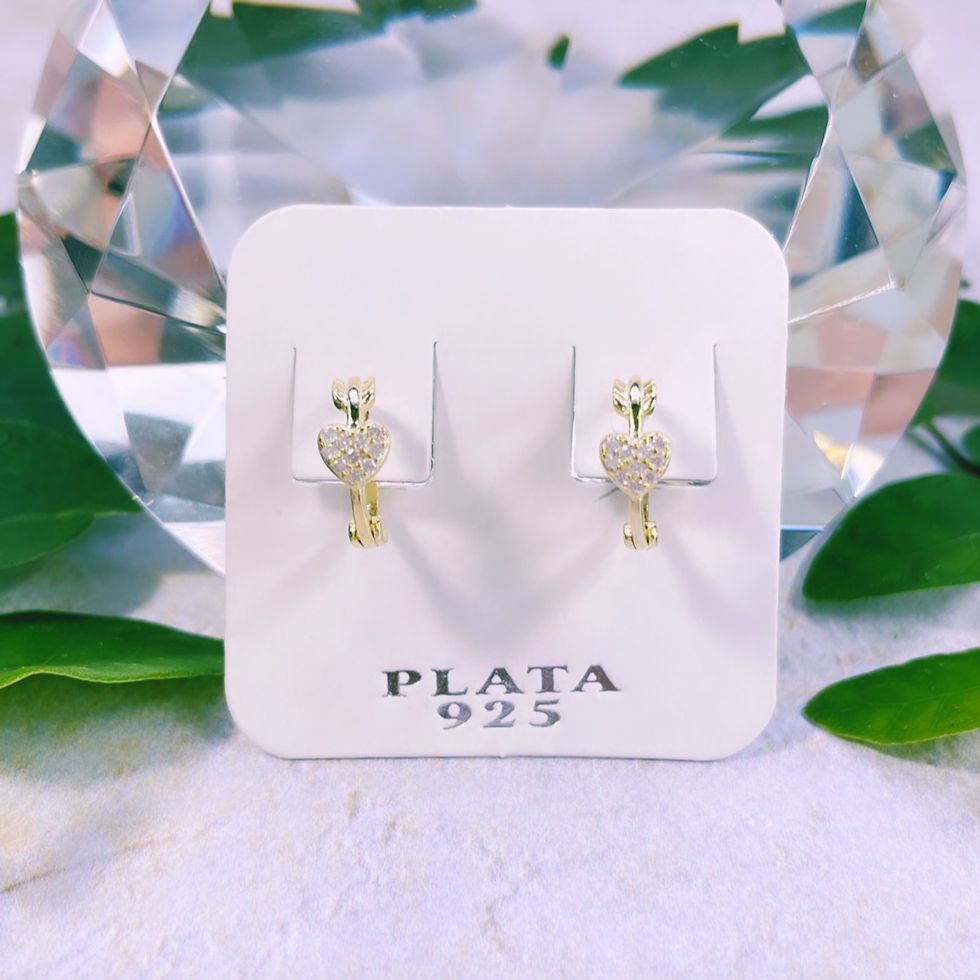 Miniatura: aros argolla flecha corazón cristal blanco plata 925 baño oro dorado