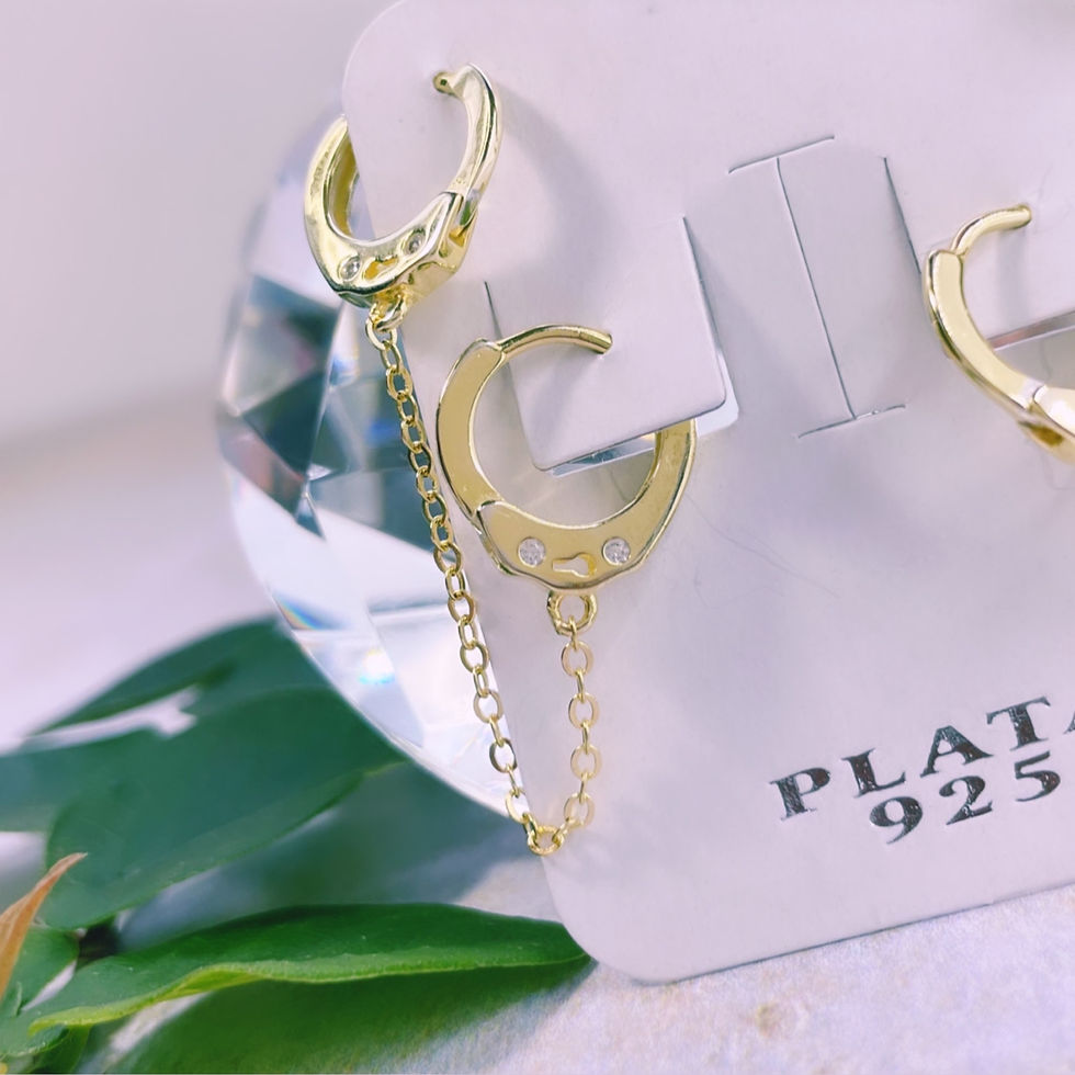 Miniatura: aros argollas esposas cristal blanco segundo aro argolla plata 925 baño oro dorado