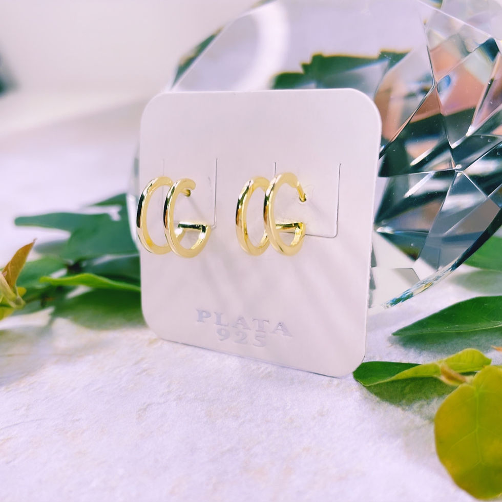 Miniatura: aros semi argolla doble línea plata 925 baño oro dorado