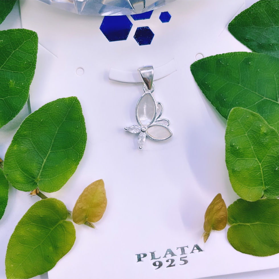 Miniatura: Dije Mariposa Nácar cristal blanco Plata 925 importado