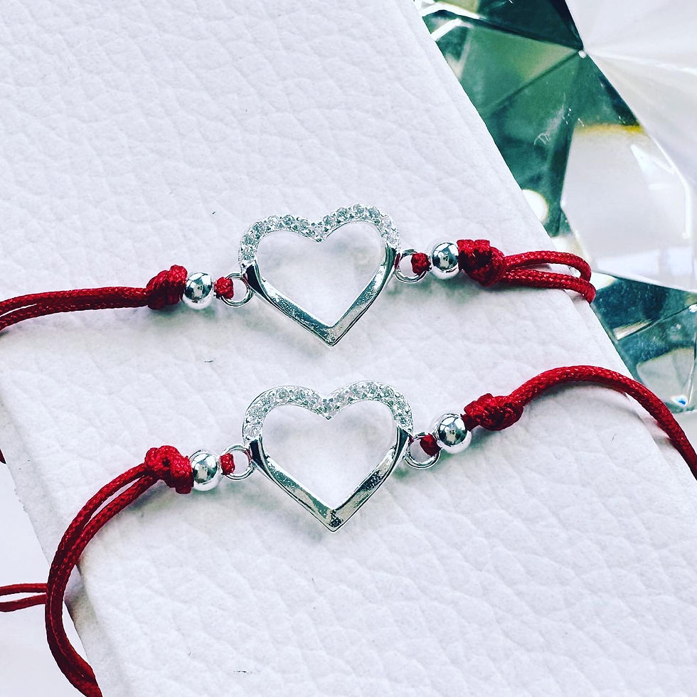 Miniatura: Pulsera hilo rojo Corazón cristales blancos PLATA 925