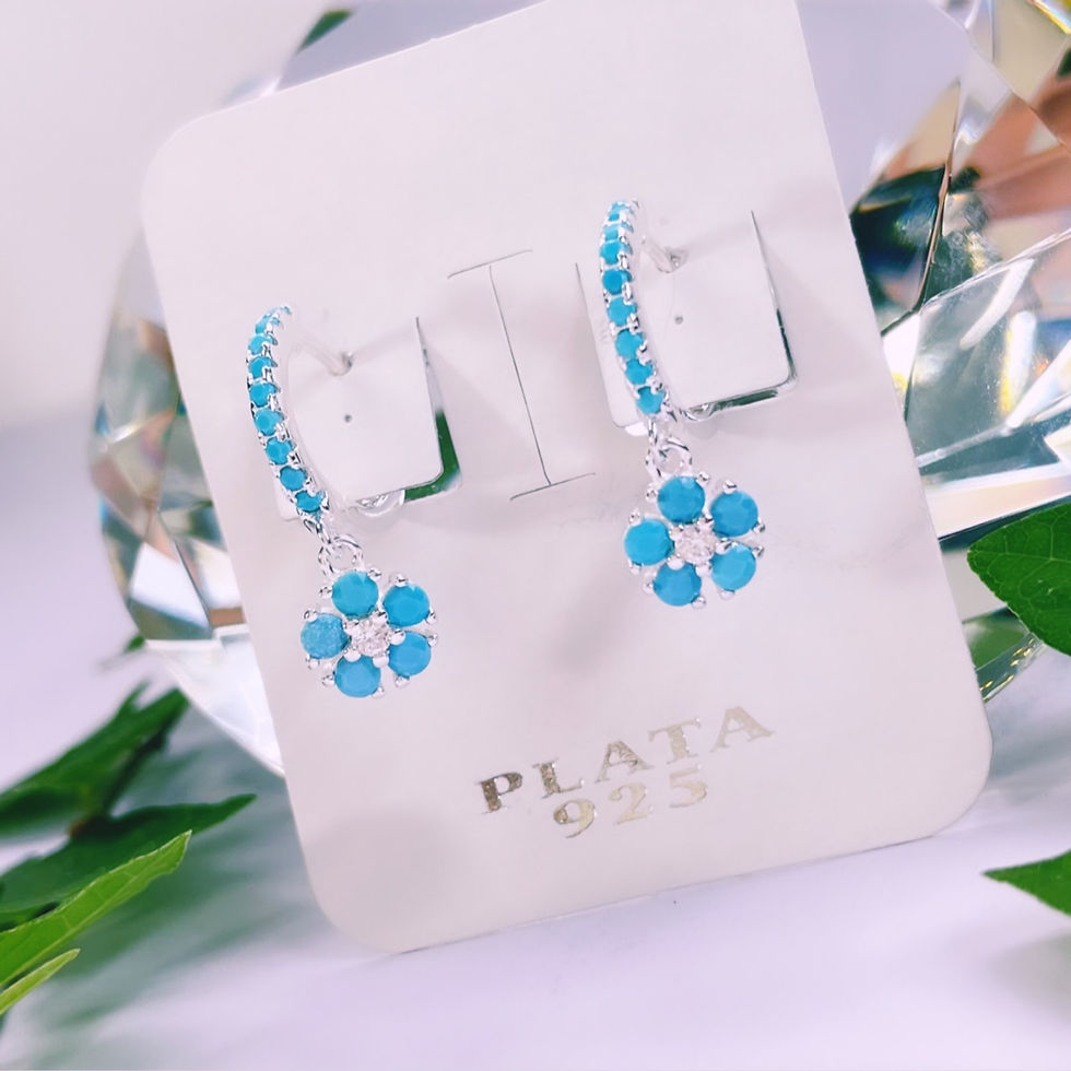 Miniatura: Flor turquesa de cristal plata 925