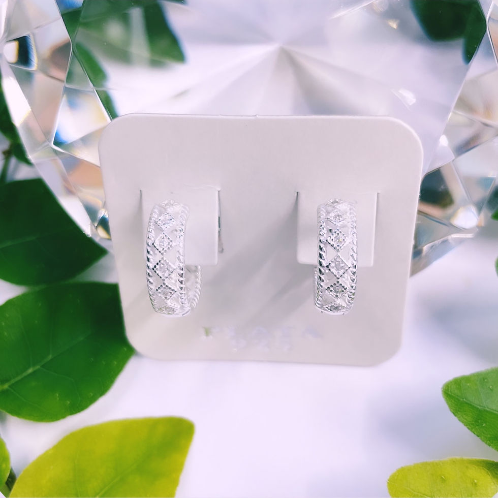 Miniatura: aros argolla con rombos cristal blanco Plata 925 15mm