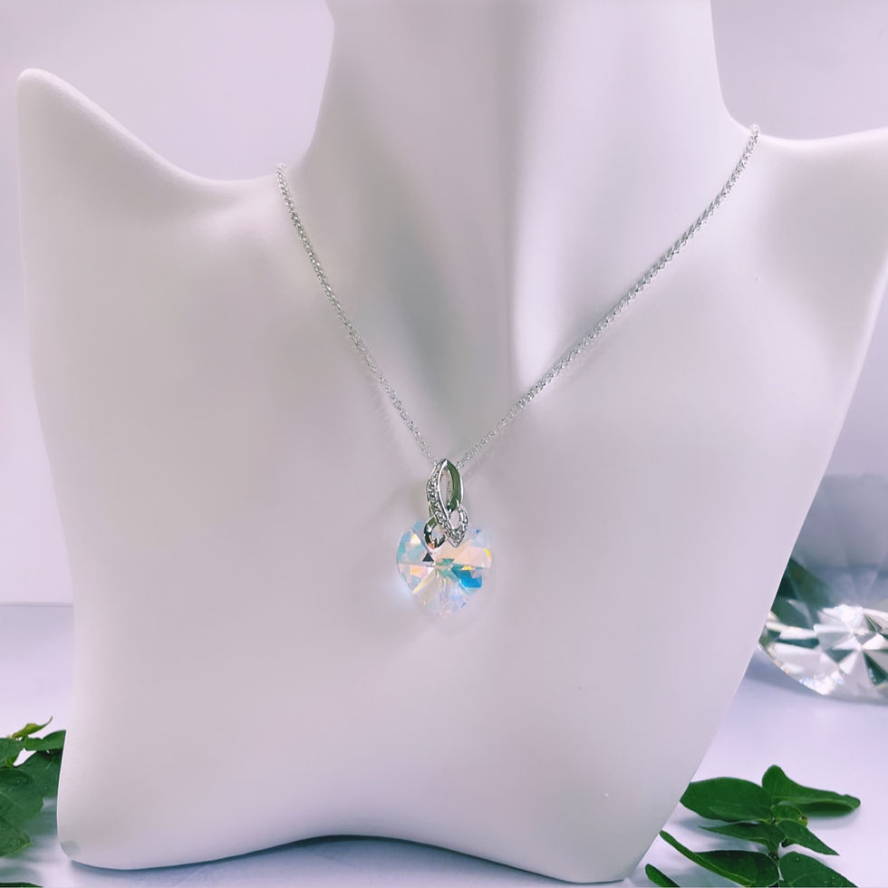 Miniatura: dije corazón XXL facetado aurora boreal PLATA 925