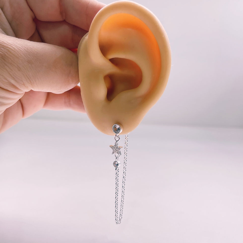 Miniatura: aros estrellas y punto de luz colgantes cristal blanco plata 925