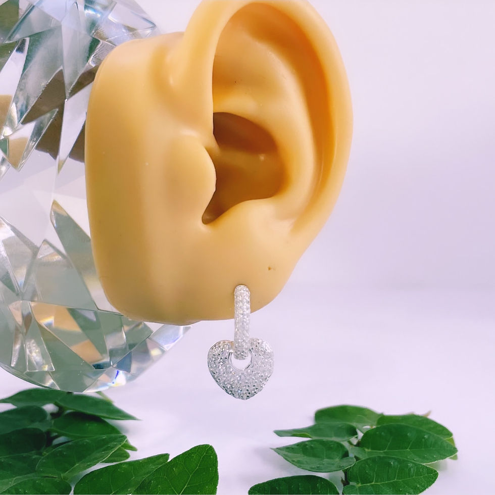 Miniatura: aros argolla cristales blancos corazón colgante cristales blancos plata 925