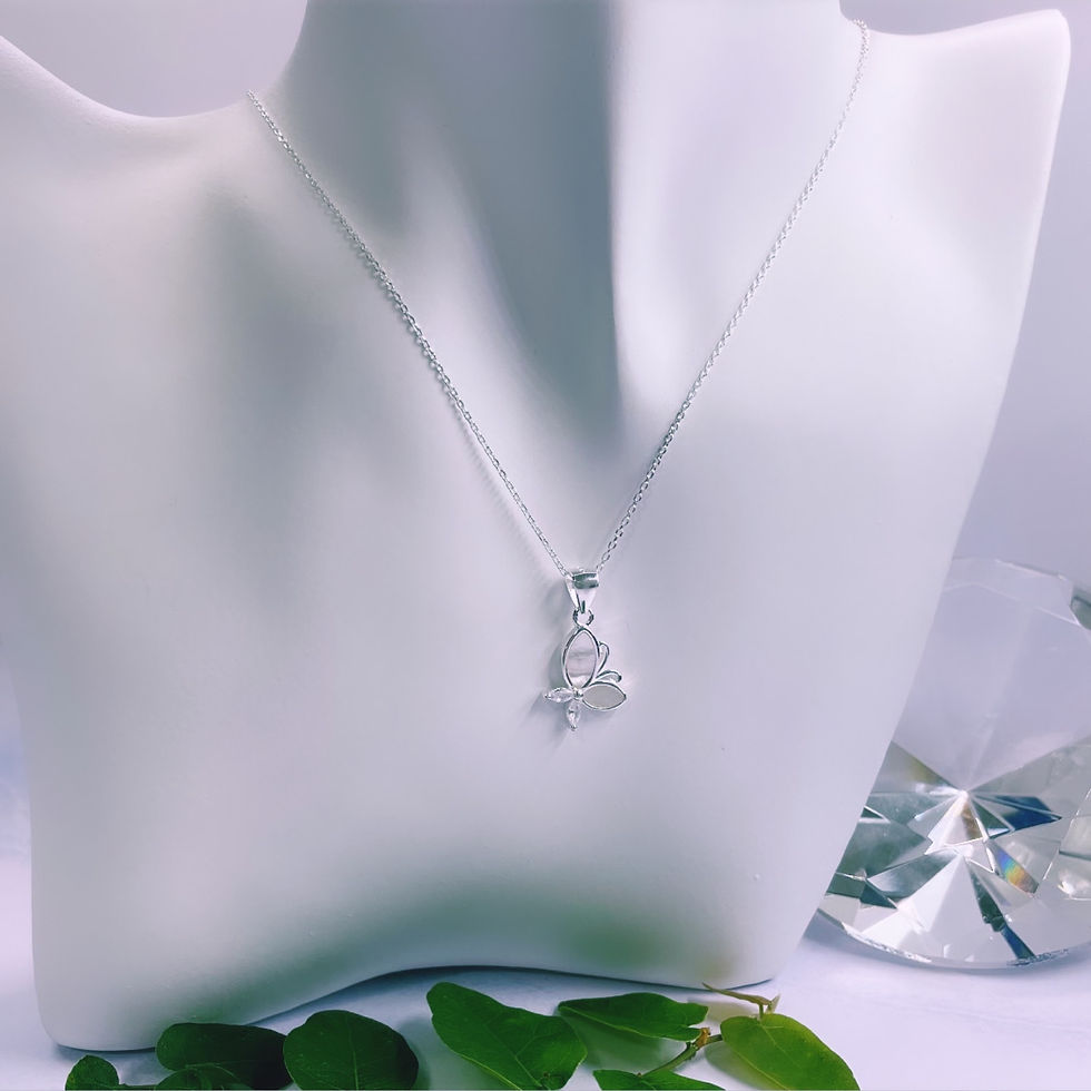 Miniatura: Dije Mariposa Nácar cristal blanco Plata 925 importado
