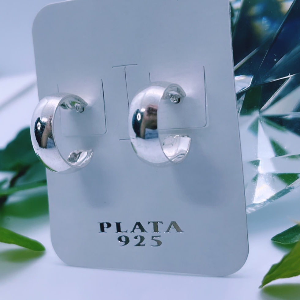 Miniatura: aros semiargolla lisa plata 925 cierre mariposa