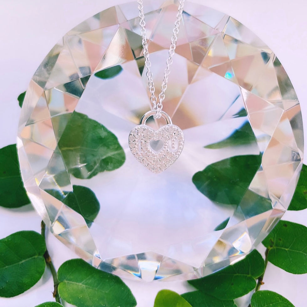 Miniatura: cadena corazón I LOVE YOU cristales blancos plata 925