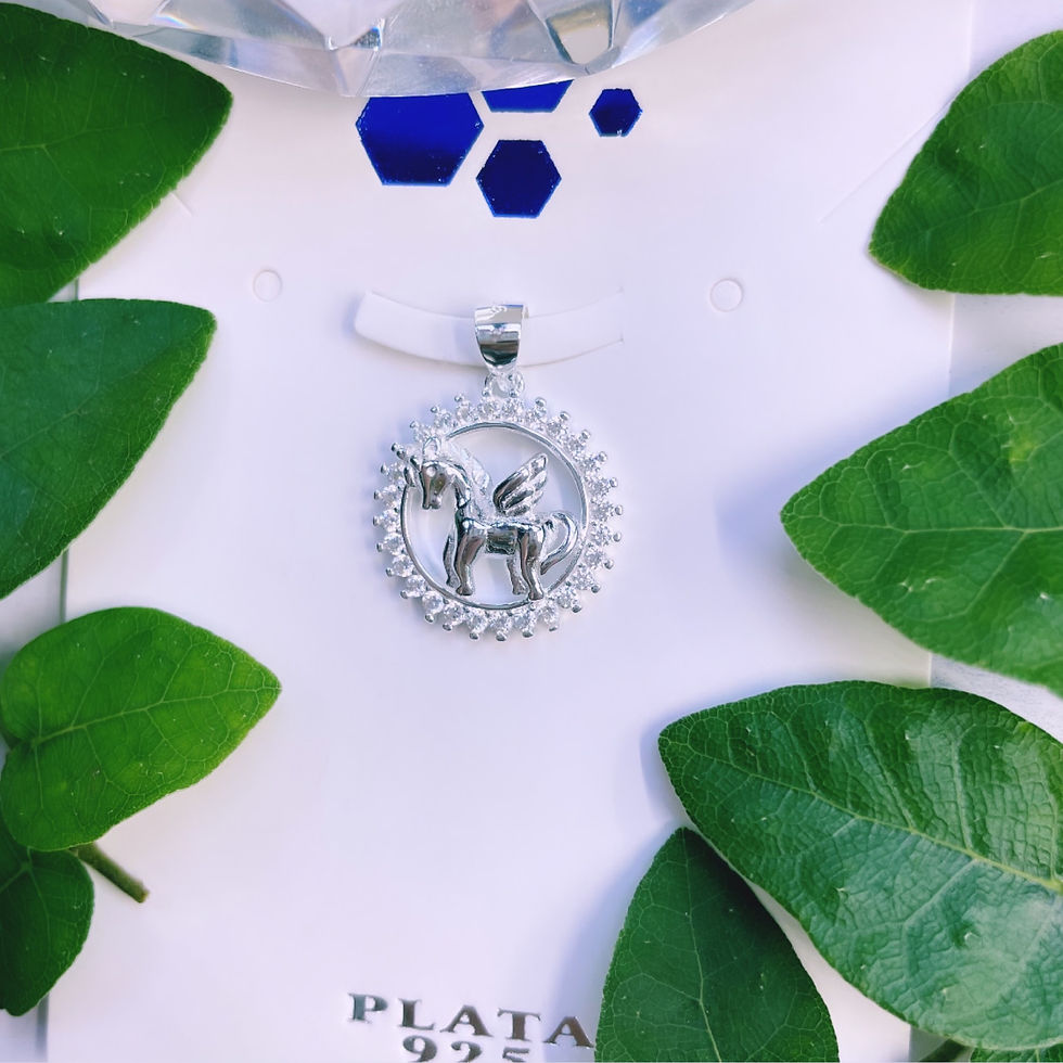 Miniatura: Dije Unicornio corona de cristales blancos Plata 925 importado