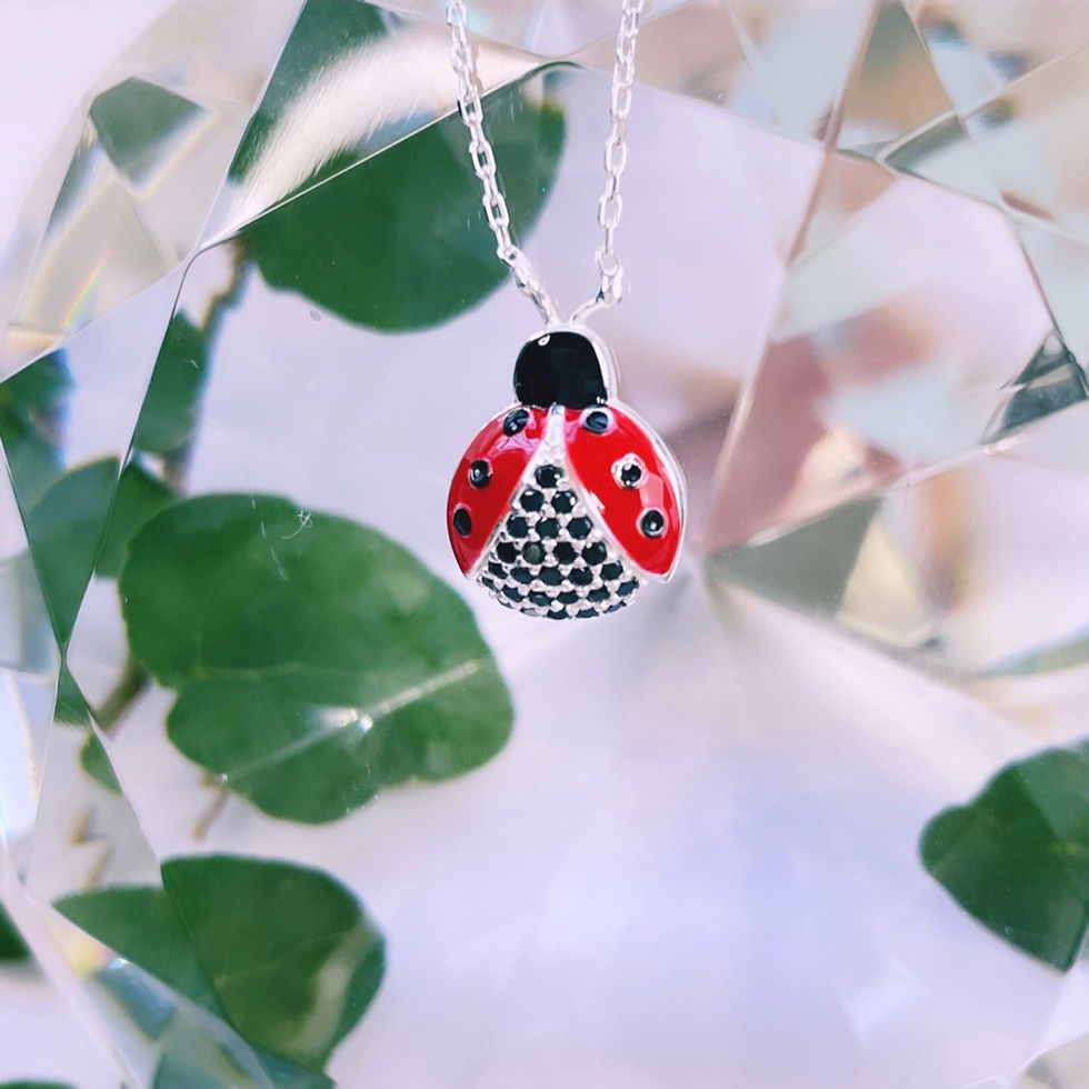 Miniatura: cadena mariquita vaquita san antonio roja cristales negros plata 925