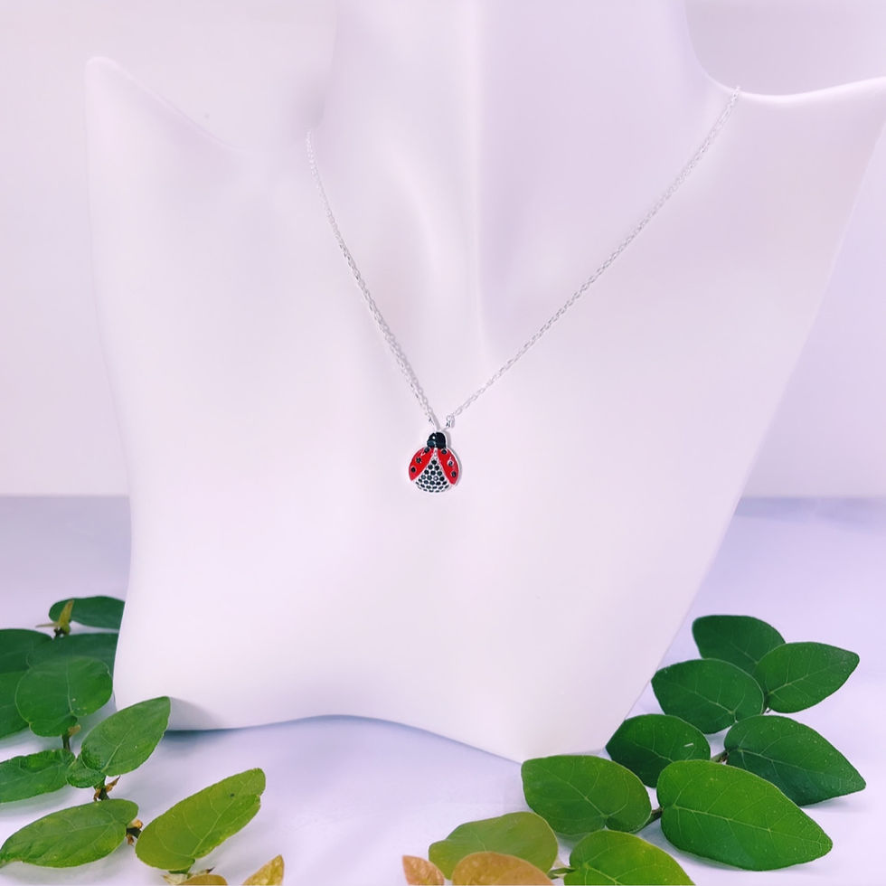 Miniatura: cadena mariquita vaquita san antonio roja cristales negros plata 925