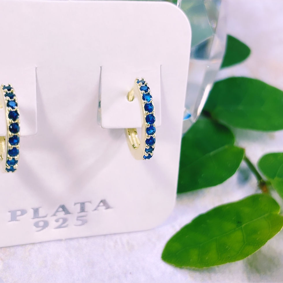 Miniatura: aros argollas cristales azules plata 925 baño oro dorado