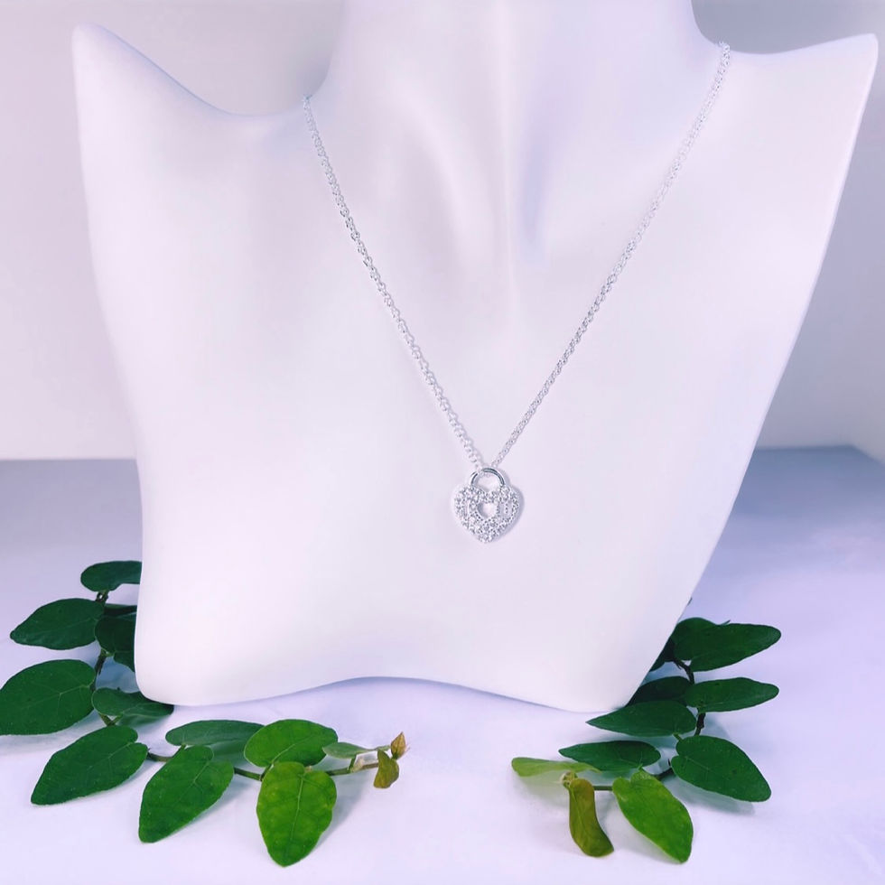 Miniatura: cadena corazón I LOVE YOU cristales blancos plata 925