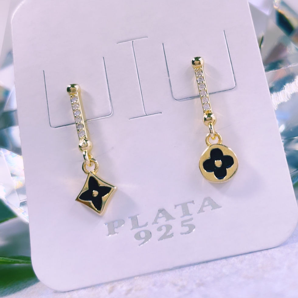 Miniatura: aros cristales símbolo florcita simil louis vuitton plata 925 baño oro dorado