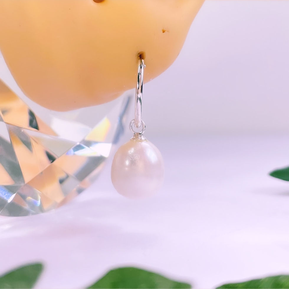 Miniatura: aros argollas clásica con perla natural de río plata 925