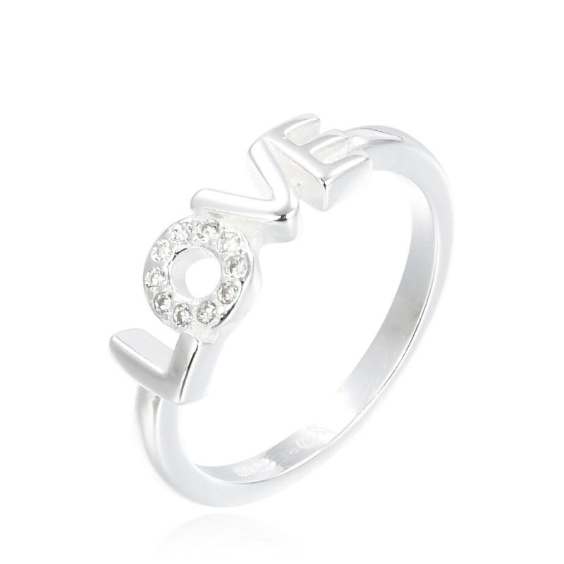 anillo frase LOVE con cristales plata 925