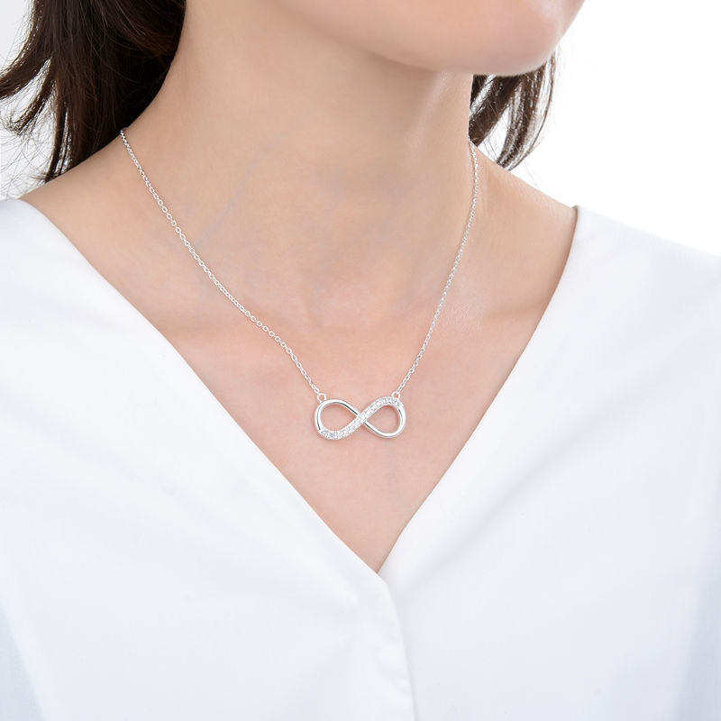 Miniatura: cadena con dije infinito cristales plata 925