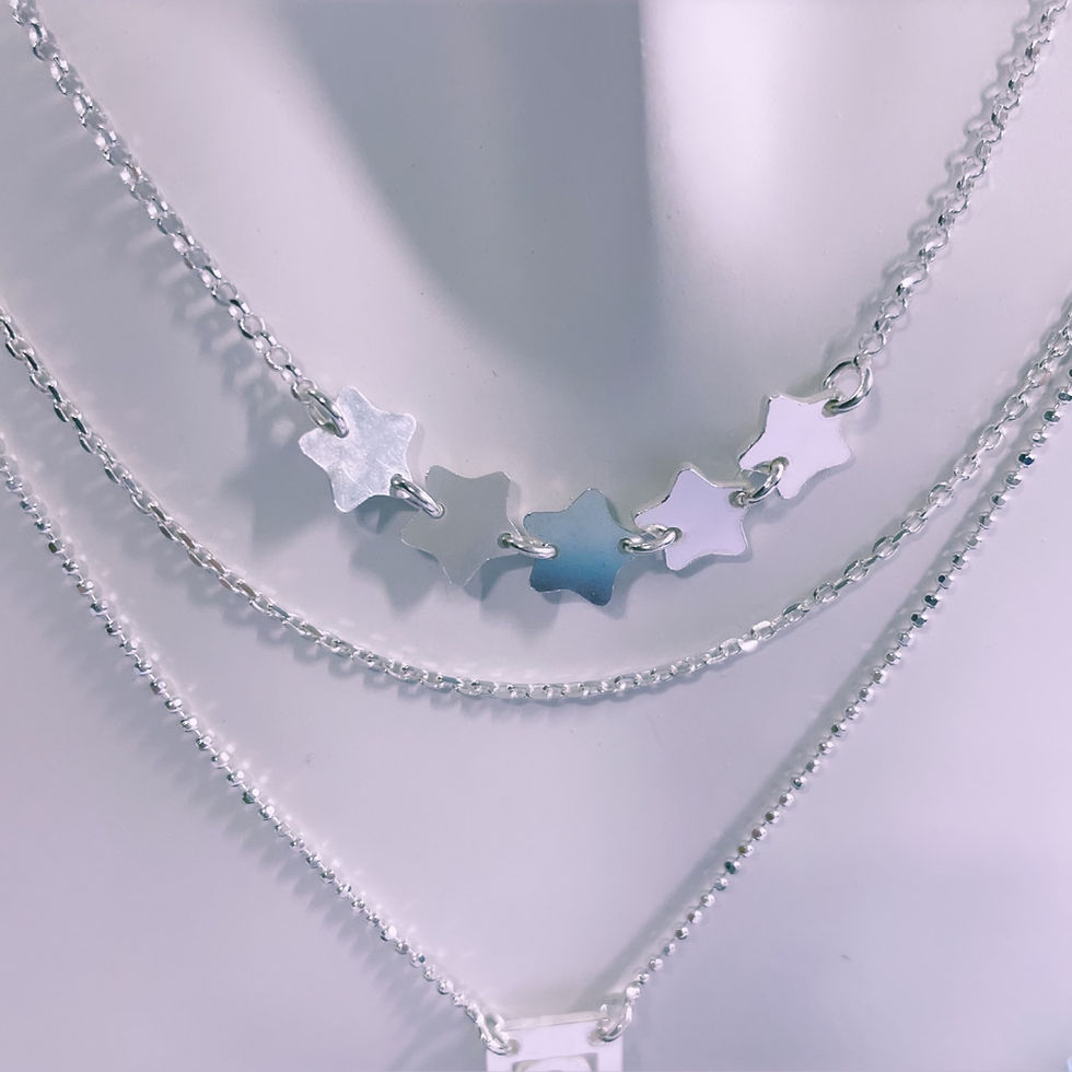 Miniatura: cadena collar multicadena diamantada estrellas Star plata 925