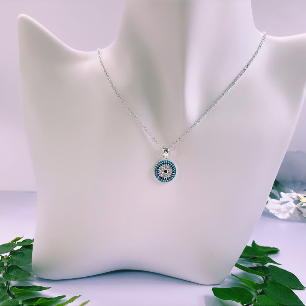 Miniatura: dije ojo turco cristales celestes azules blancos plata 925