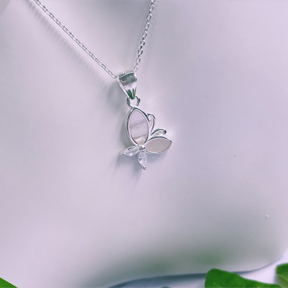 Miniatura: Dije Mariposa Nácar cristal blanco Plata 925 importado