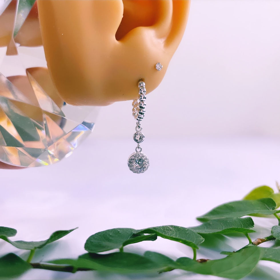 Miniatura: aros argolla punto de luz con bolitas Plata 925 crista blanco