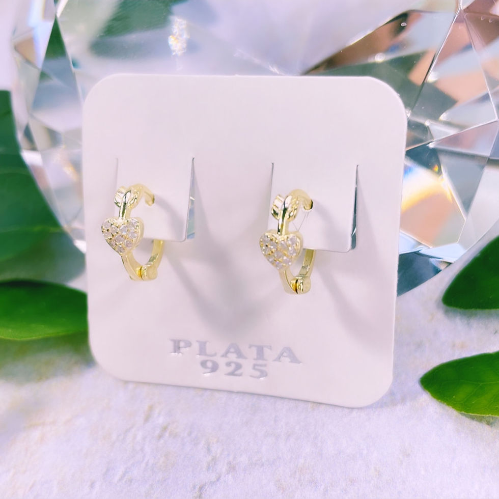 Miniatura: aros argolla flecha corazón cristal blanco plata 925 baño oro dorado
