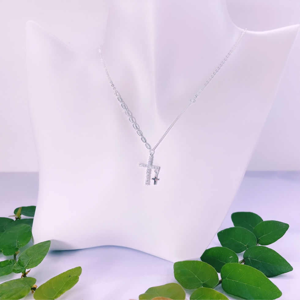 Miniatura: cadena combinada forcet cruz dije colgante mini cruz cristal blanco plata 925