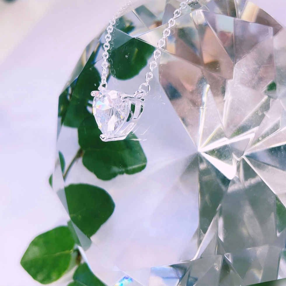 Miniatura: cadena corazón cristal blanco plata 925