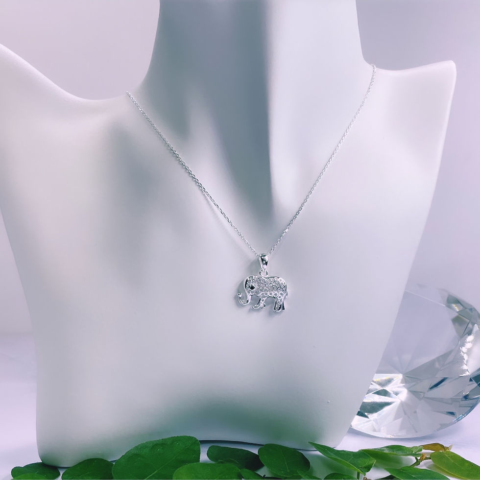 Miniatura: Dije Elefante calado ojo cristal negro Plata 925 importado