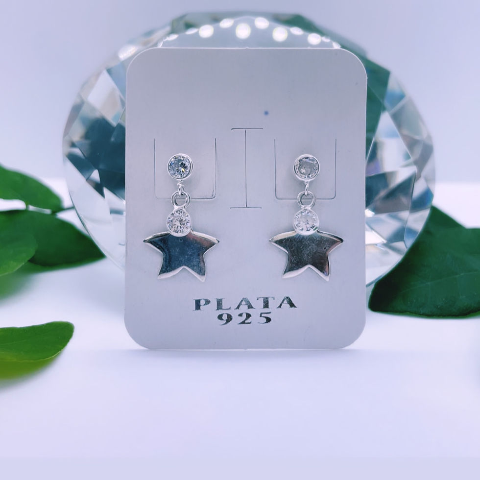 Miniatura: aros estrella de mar colgantes con punto de luz blanco plata 925