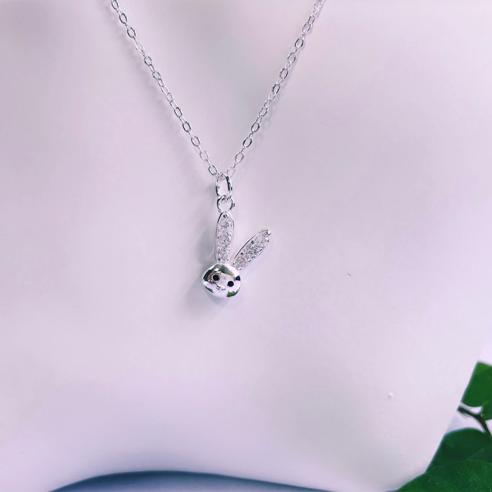 Miniatura: Detalle Cadena con dije Conejo cristales PLATA 925 importado
