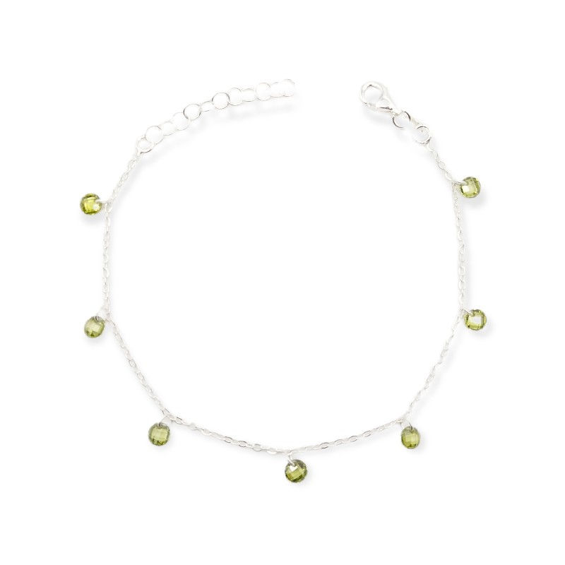 pulseras punto de luz verde oliva cristal plata 925