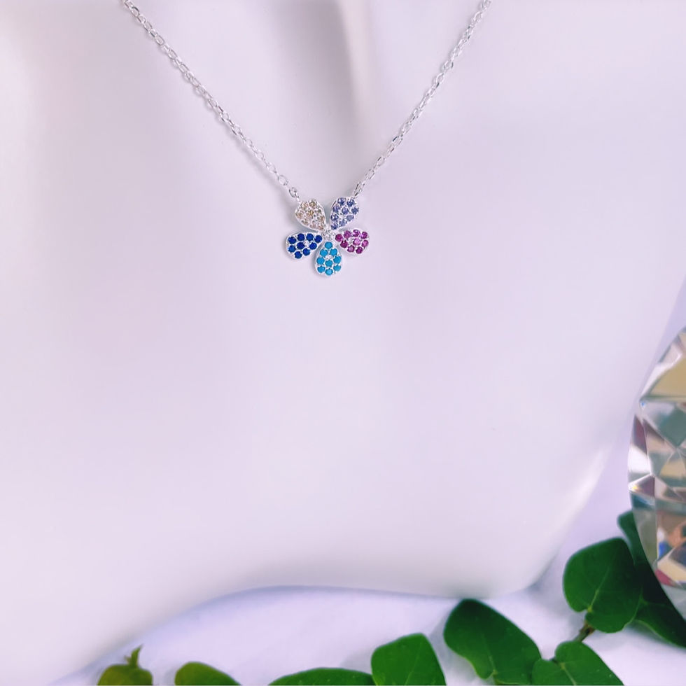 Miniatura: Conjunto aros cadena Flor cristales multicolor Plata 925