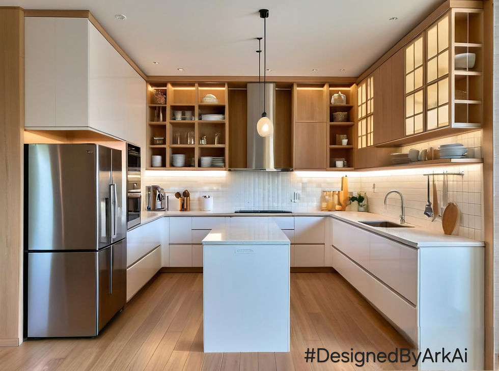 A renovation project for a family residence in Gurugram, this kitchen redesign was focused on improving functionality, spatial clarity, and aesthetic calm.
The old layout was restrictive and poorly lit. Through AI-based workflow analysis, Vastu-aligned reorientation, and optimized lighting, the space was transformed into a warm, intuitive, and durable environment.
The new kitchen now performs seamlessly for daily use while maintaining timeless simplicity and modern detail.