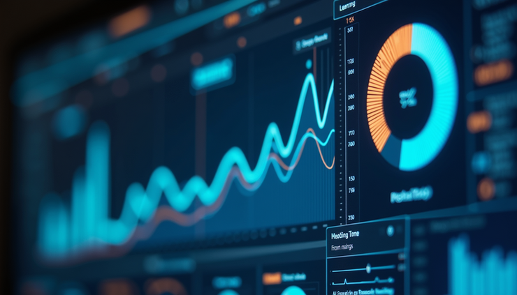 Close-up of a digital screen showing AI-driven learning analytics
