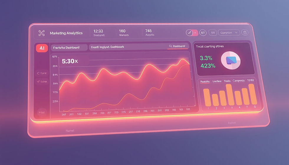 Eye-level view of a digital marketing dashboard showing AI analytics