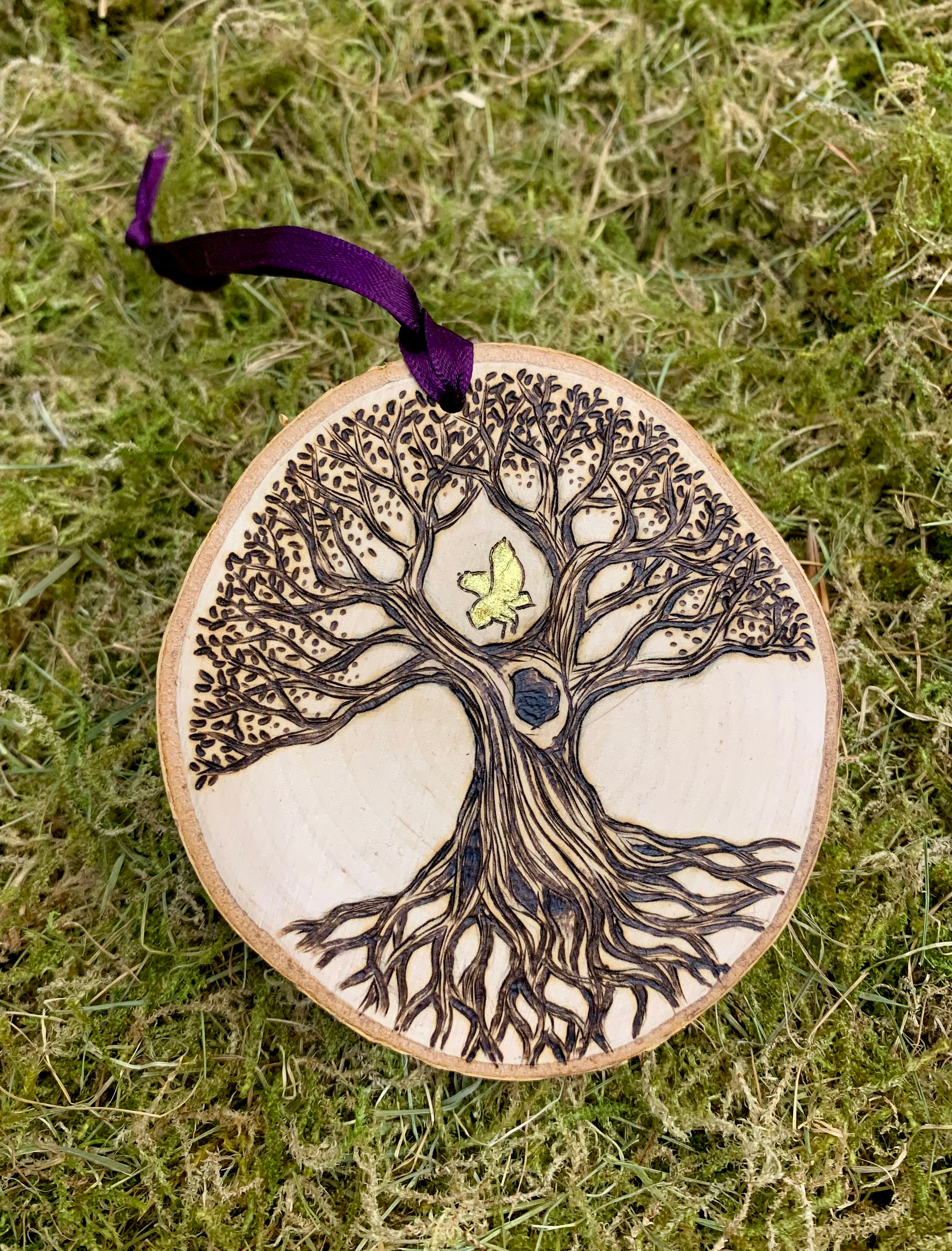 Tree of life with gold Owl, hanging art