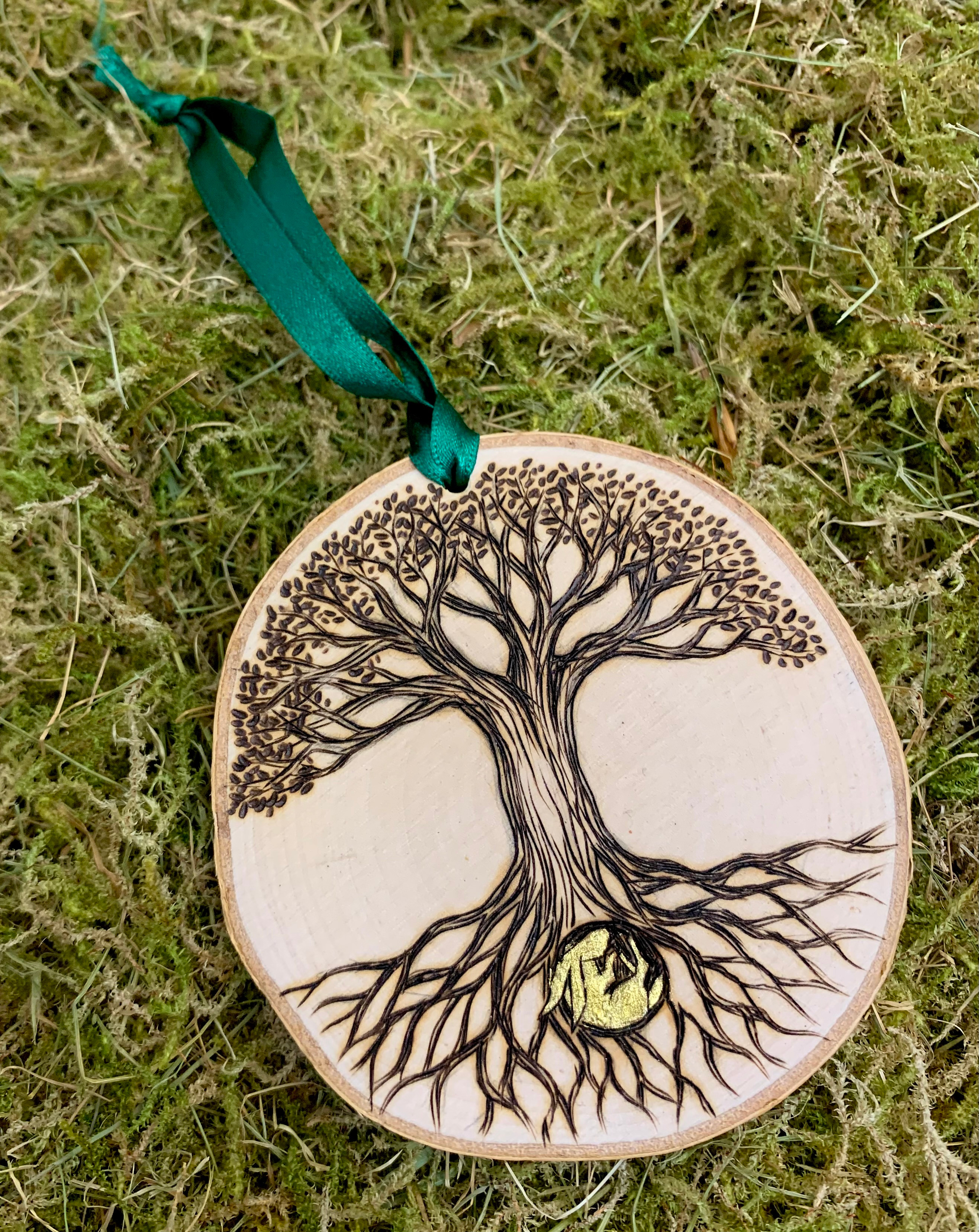 Tree of life with gold Hare, hanging art
