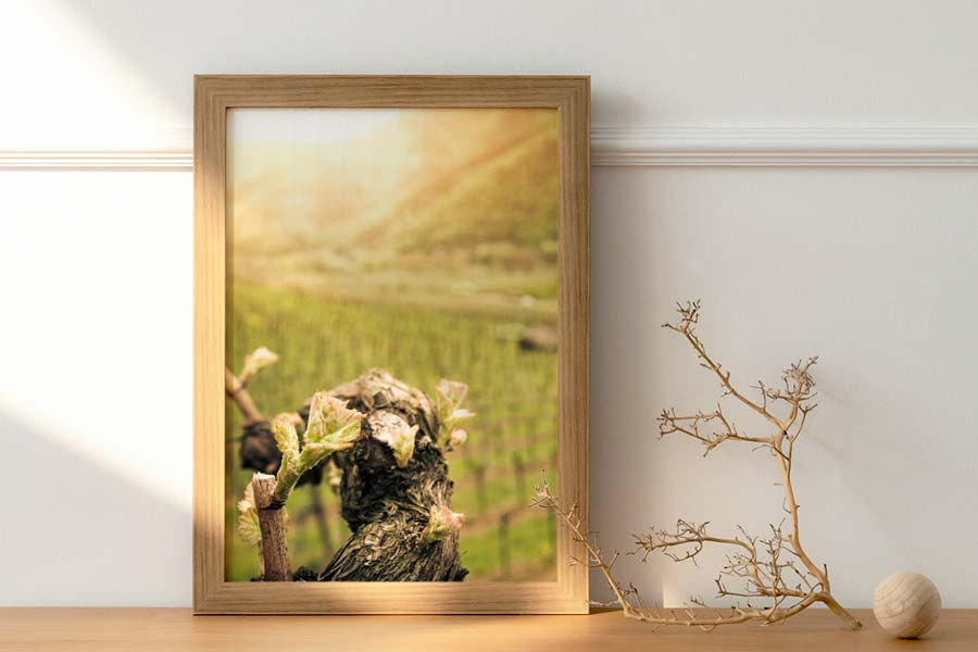 Wooden frame WhiteWall Fine Art Pigment printing behind acrylic glass glossy.