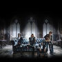 Unleashed Spirits poster art: the Hollywood Vampires - Alice Cooper, Johnny Depp, Joe Perry and Tommy Henriksen - in a gothic mansion