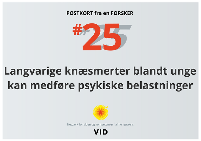 Praktiserende læger kan med fordel have fokus på både fysiske og psykiske forhold hos unge med langvarige knæsmerter, tilpasset til den enkeltes situation og behov.