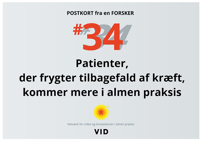 Resultaterne indikerer, at frygt for tilbagefald til dels kan forklares af en generel sundhedsbekymring, der allerede er til stede inden kræftforløbet, og at en kræftdiagnose forstærker denne bekymring.