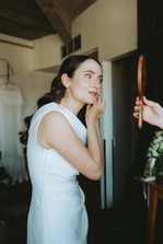 Bride and groom getting ready at Hotel Manon Les Suites in Copenhagen before their wedding ceremony