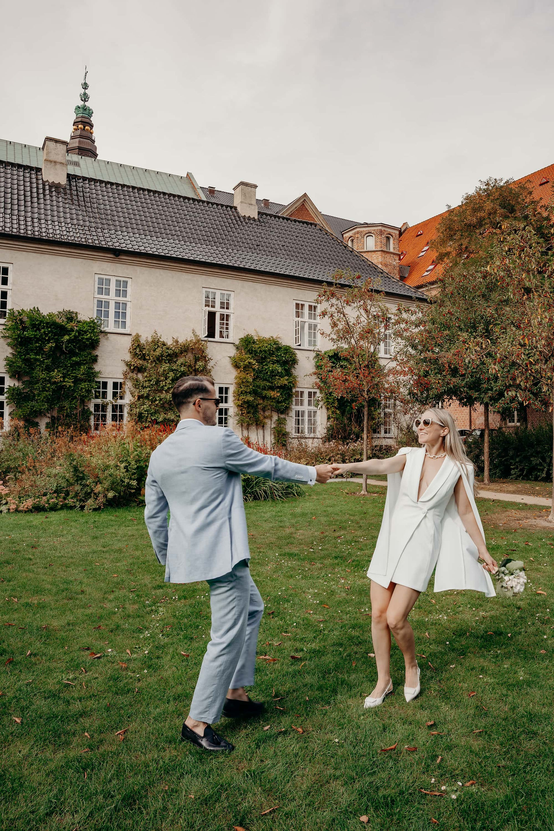 Wedding couple in the Garden of the Royal Library, Copenhagen