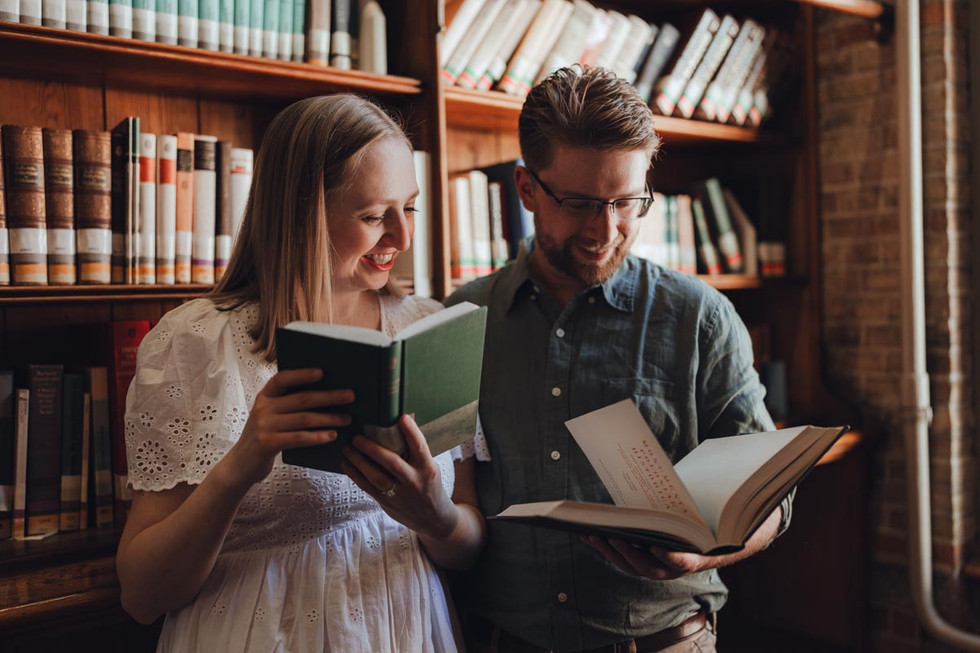 Elegant Copenhagen library photoshoot for book lovers