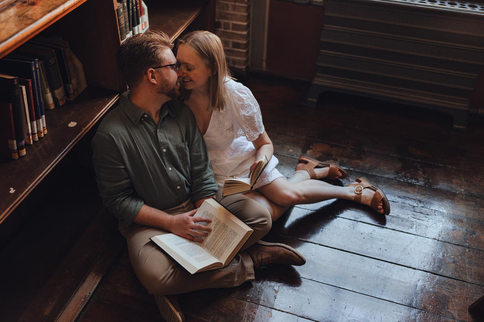 Copenhagen Library Couple Session for Book Lovers