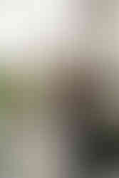 Sofiyat Ibrahim leaning against a marble column in the Nimb Hotel, her black dress complementing the luxurious setting.